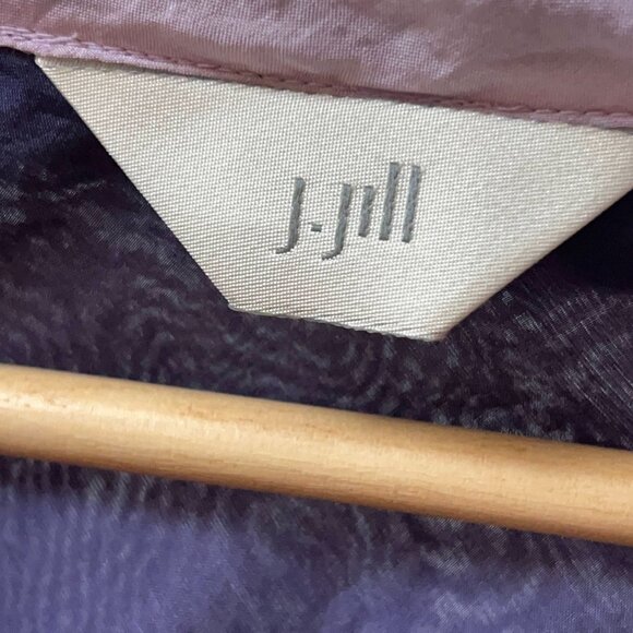 J.jill Lavender Silk Embroidered Floral Button-Down Blouse Top MP Women's Chic - Picture 7 of 9